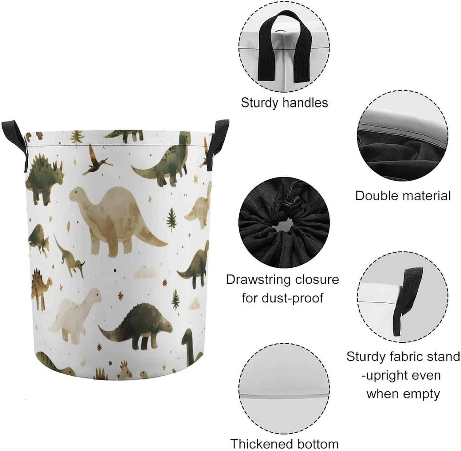 Laundry Hampers, Large Drawstring Laundry Bag, Removable Laundry Bags, Collapsible Storage Bin with Handles for Home Organization, Kids Room, Nursery Font