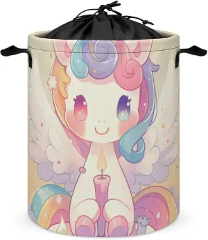 Laundry Hampers, Large Drawstring Laundry Bag, Removable Laundry Bags, Collapsible Storage Bin with Handles for Home Organization, Kids Room, Nursery Font