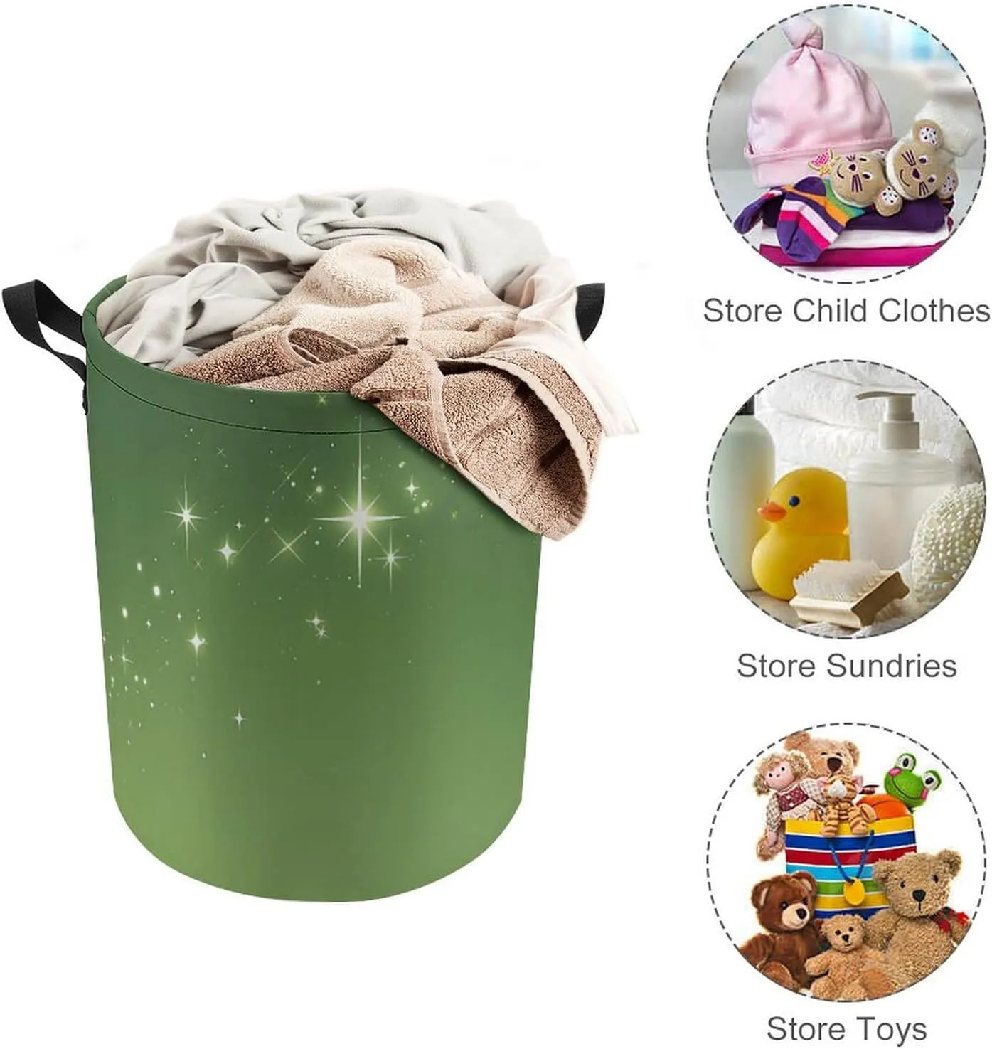 Laundry Hampers, Large Drawstring Laundry Bag, Removable Laundry Bags, Collapsible Storage Bin with Handles for Home Organization, Kids Room, Nursery Sky
