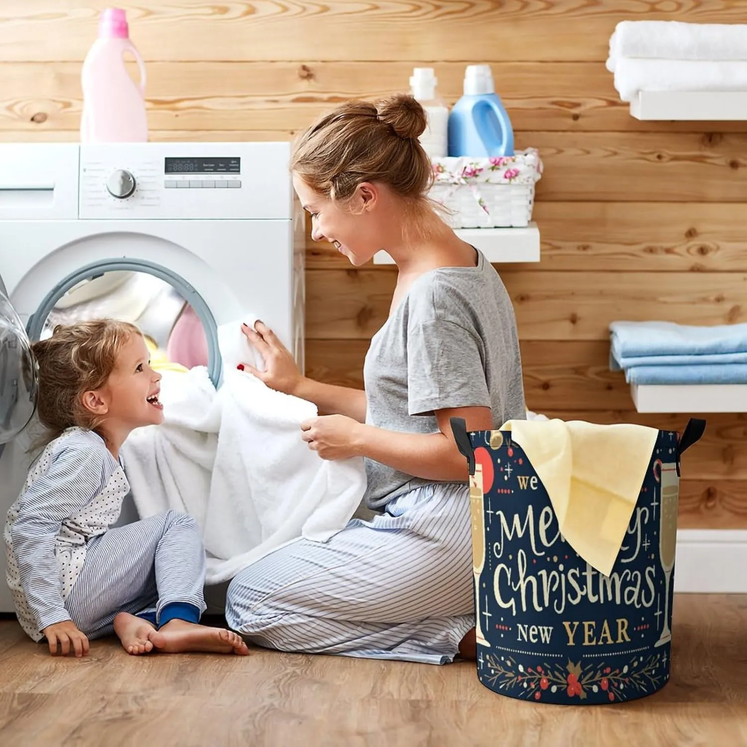 Laundry Hampers, Large Drawstring Laundry Bag, Removable Laundry Bags, Collapsible Storage Bin with Handles for Home Organization, Kids Room, Nursery Stemware