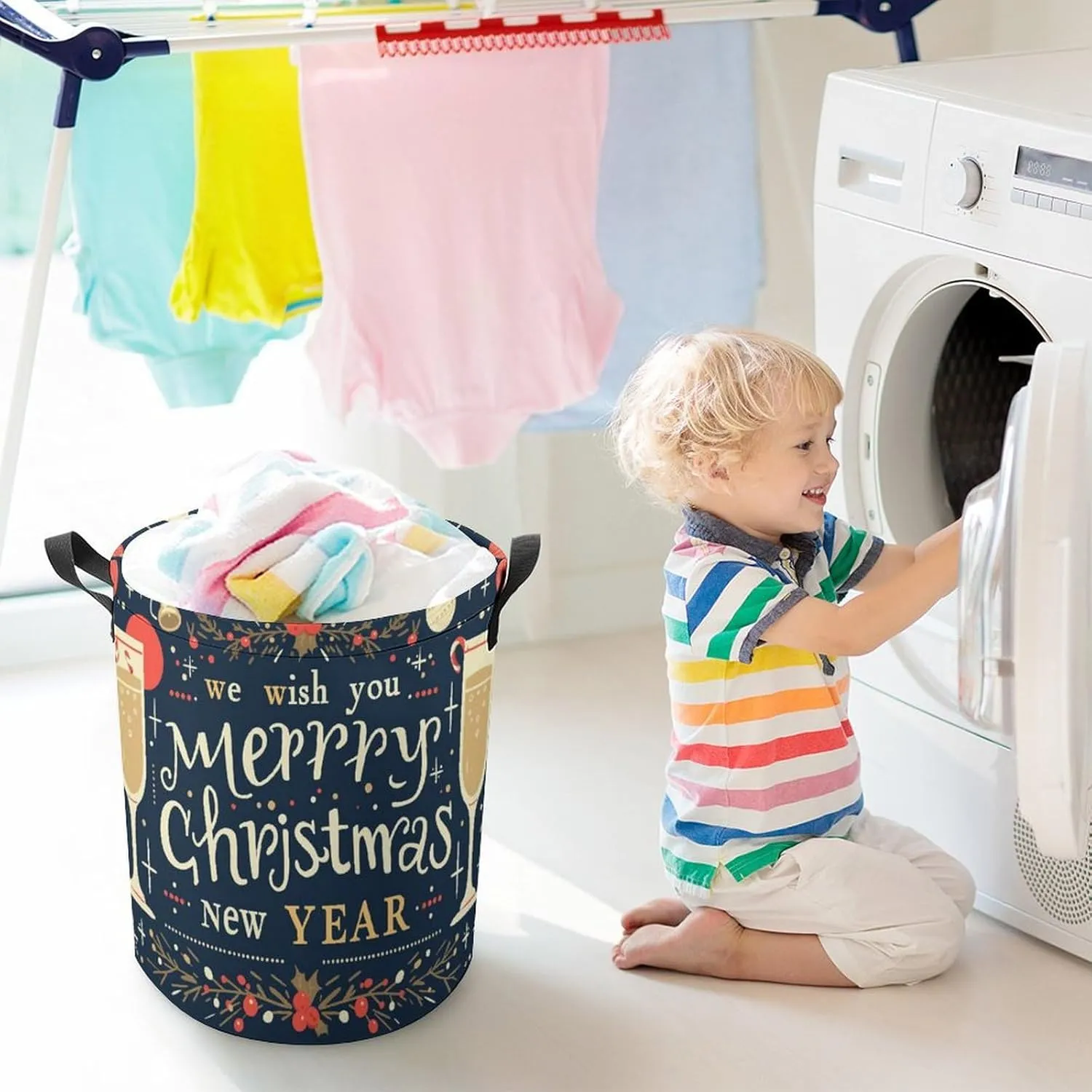 Laundry Hampers, Large Drawstring Laundry Bag, Removable Laundry Bags, Collapsible Storage Bin with Handles for Home Organization, Kids Room, Nursery Stemware
