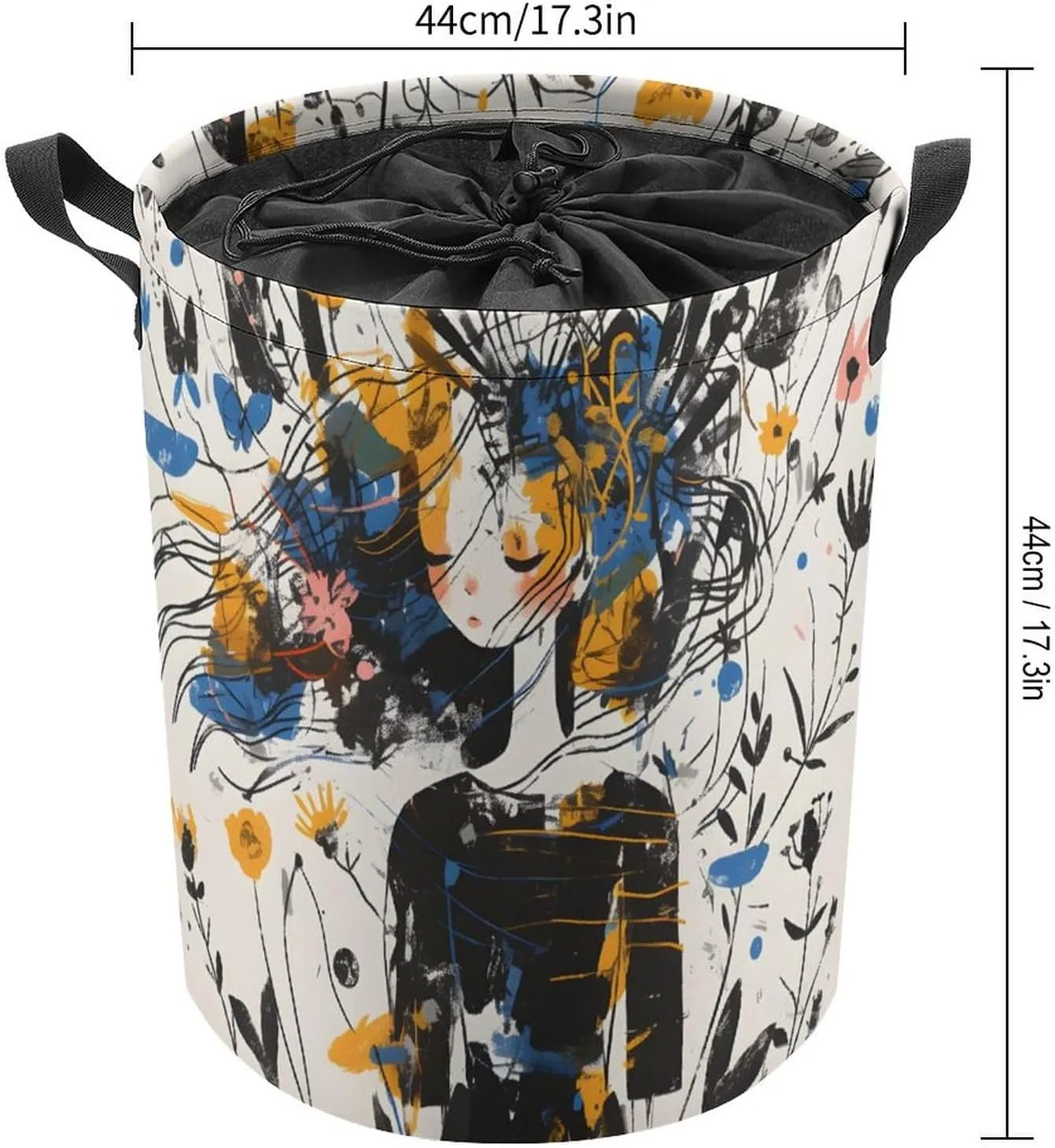 Laundry Hampers, Large Drawstring Laundry Bag, Removable Laundry Bags, Collapsible Storage Bin with Handles for Home Organization, Kids Room, Nursery Visual Arts
