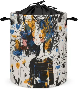 Laundry Hampers, Large Drawstring Laundry Bag, Removable Laundry Bags, Collapsible Storage Bin with Handles for Home Organization, Kids Room, Nursery Visual Arts