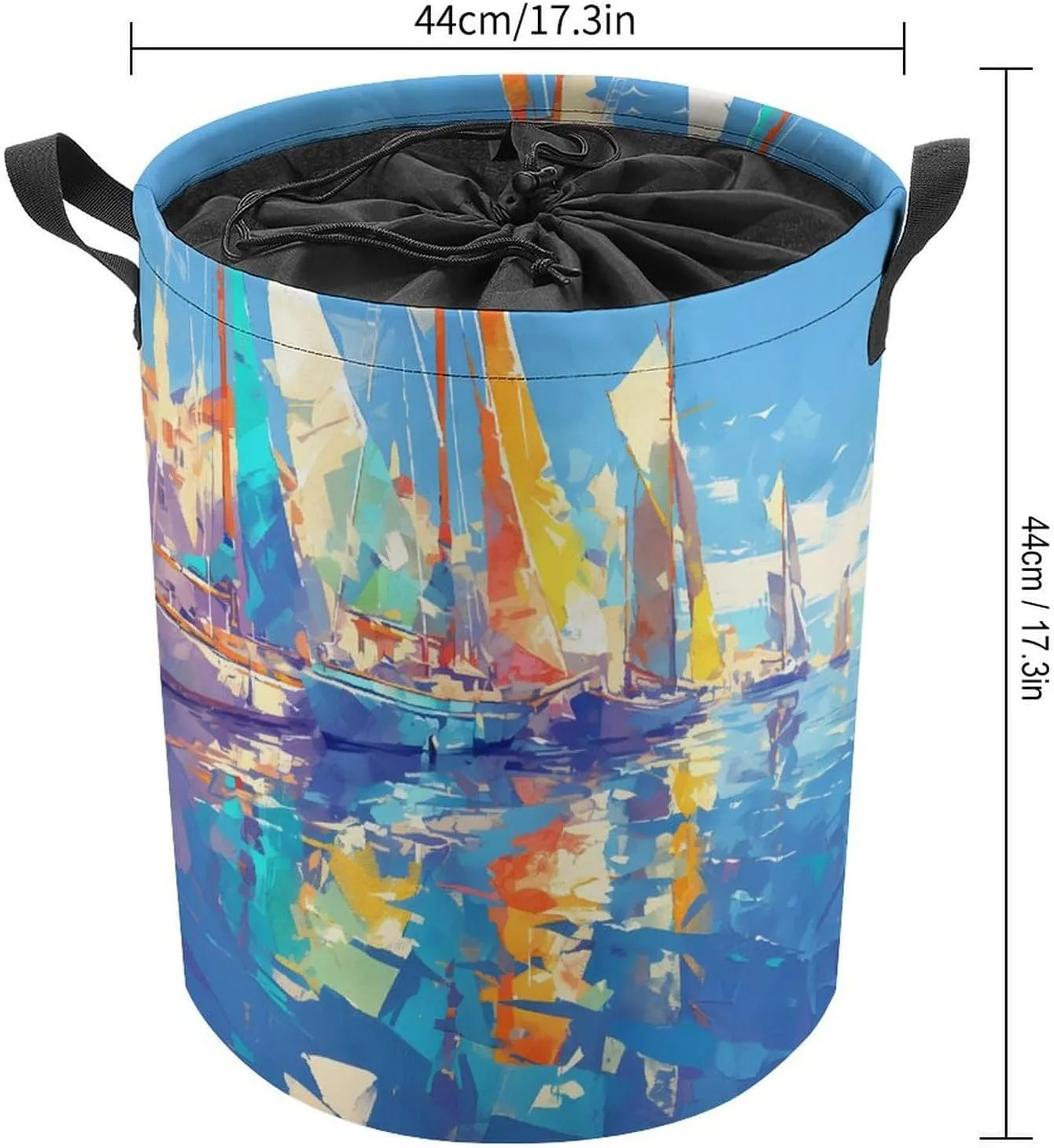 Laundry Hampers, Large Drawstring Laundry Bag, Removable Laundry Bags, Collapsible Storage Bin with Handles for Home Organization, Kids Room, Nursery Watercraft