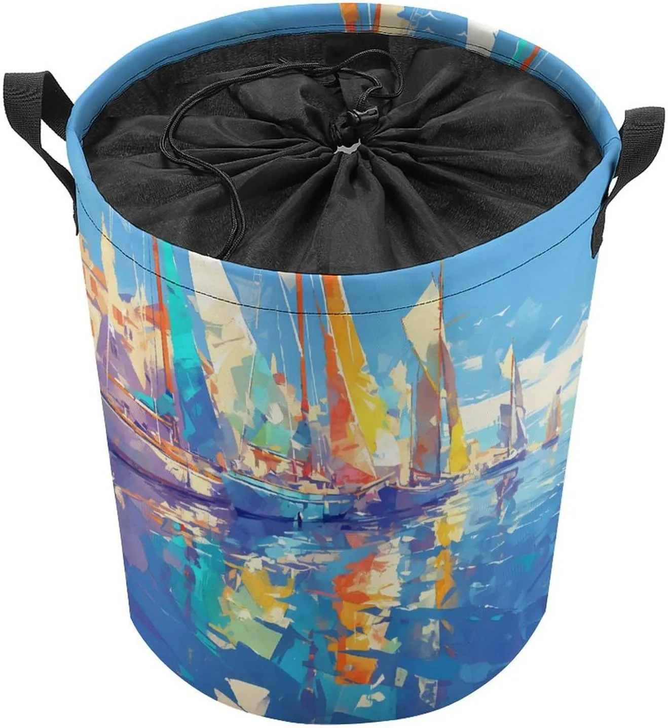 Laundry Hampers, Large Drawstring Laundry Bag, Removable Laundry Bags, Collapsible Storage Bin with Handles for Home Organization, Kids Room, Nursery Watercraft