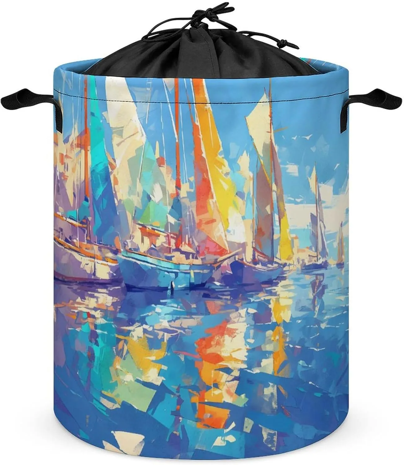 Laundry Hampers, Large Drawstring Laundry Bag, Removable Laundry Bags, Collapsible Storage Bin with Handles for Home Organization, Kids Room, Nursery Watercraft