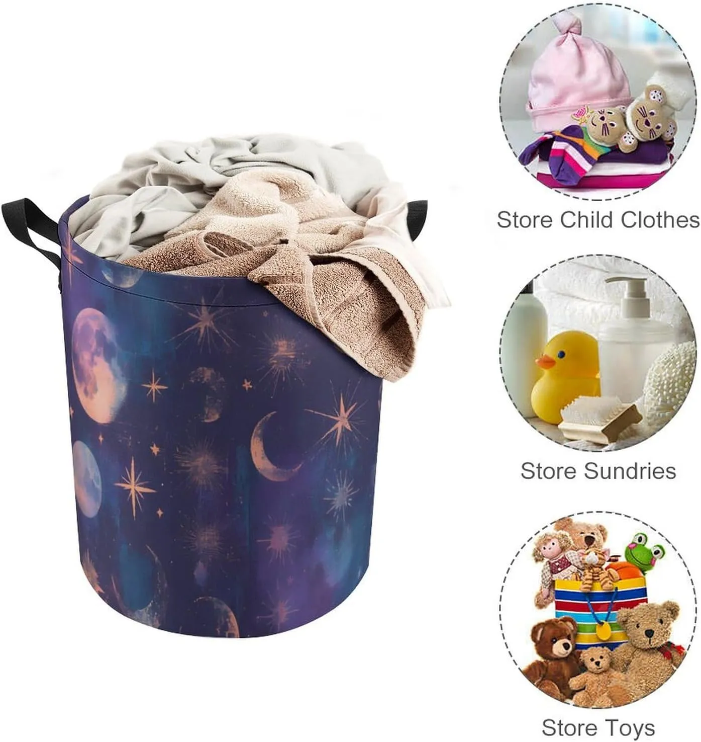 Laundry Hampers, Large Drawstring Laundry Bag, Removable Laundry Bags, Collapsible Storage Bin with Handles for Home Organization, Kids Room, Nursery World