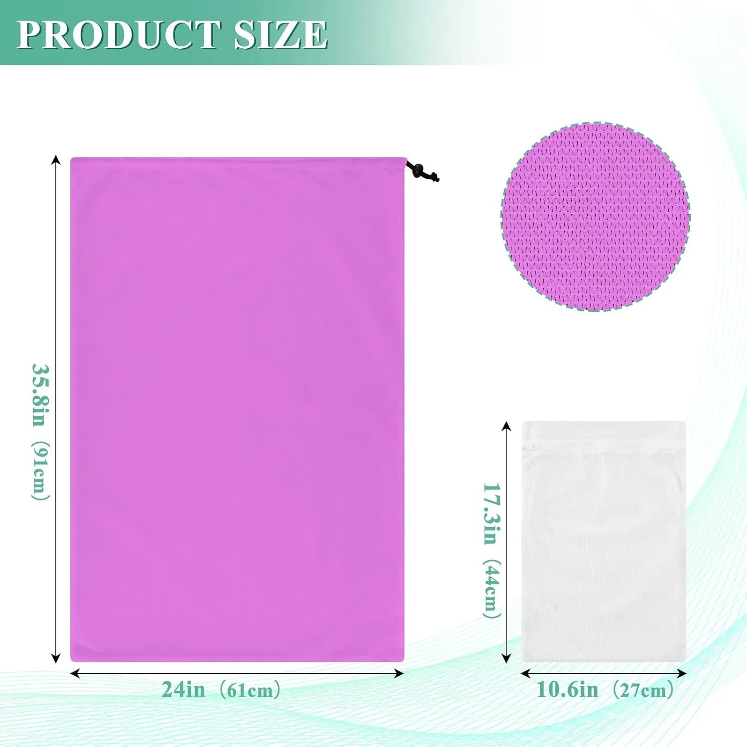 Lavender Magenta Washing Bags, Garment Bag for Washing Machine, Drawstring Mesh Bag