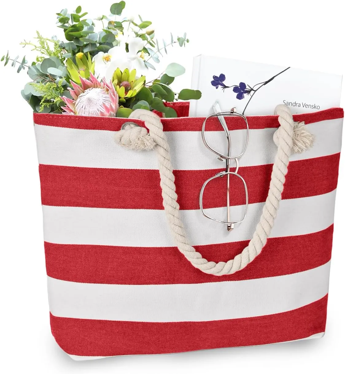 LAVTUG Beach Bags for Women Large Canvas Beach Tote Bag Waterproof Sandproof Beach Bags Swim Pool Bag Travel Essentials