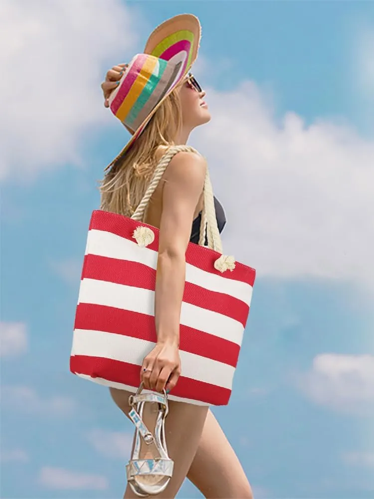 LAVTUG Beach Bags for Women Large Canvas Beach Tote Bag Waterproof Sandproof Beach Bags Swim Pool Bag Travel Essentials