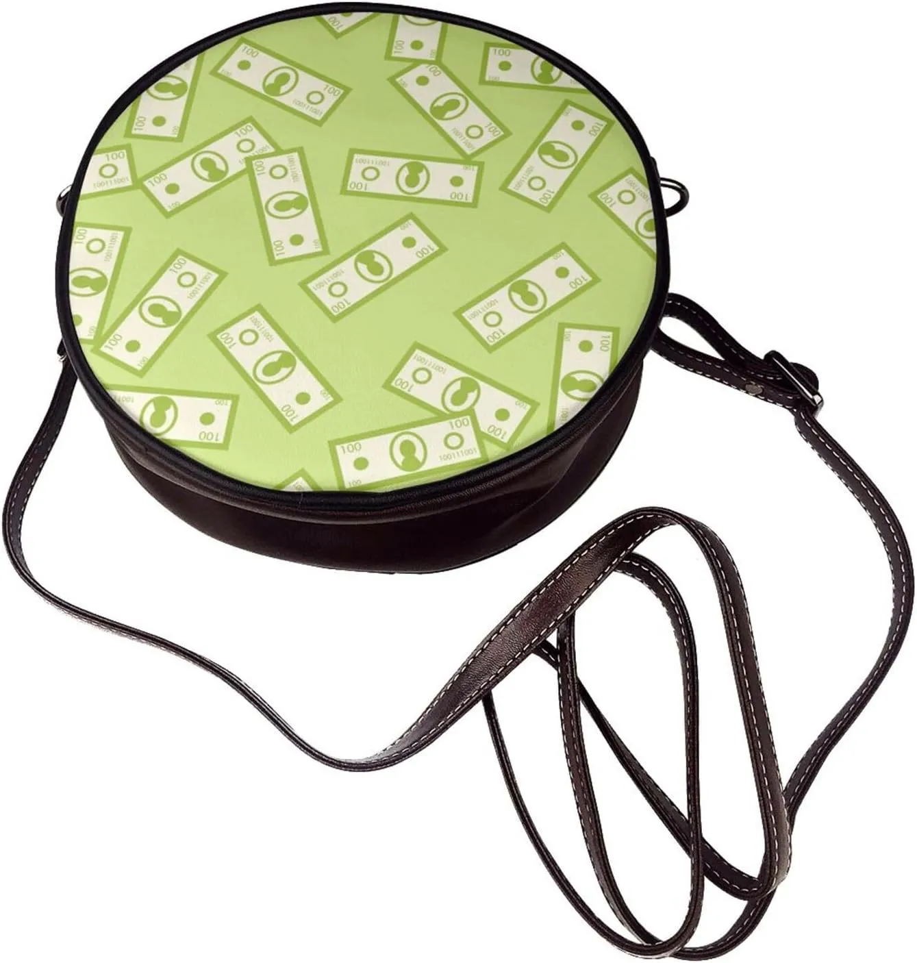 Leather Crossbody Bags for Women, Circle Purse Shoulder Bag, Fashion Round Handbag for Travel, Adjustable Strap