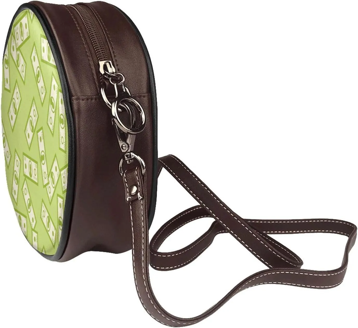 Leather Crossbody Bags for Women, Circle Purse Shoulder Bag, Fashion Round Handbag for Travel, Adjustable Strap