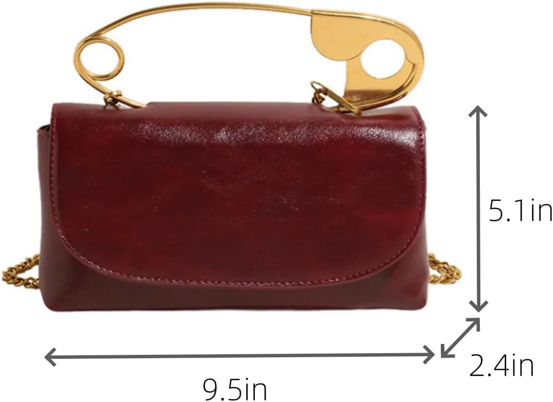 Leather Shoulder Bag for Women, Designer Flap Handbag with Chain, Crossbody Bag Purse Satchel Clutch