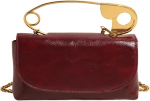 Leather Shoulder Bag for Women, Designer Flap Handbag with Chain, Crossbody Bag Purse Satchel Clutch