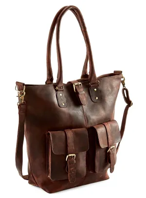 leather tote bag purse satchel shoulder bag with zipper handbags for women brown handmade