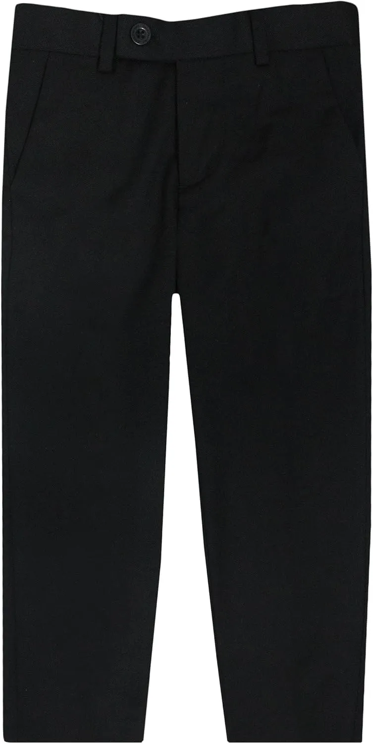 Leo & Zachary Boys Adjustable Waist Slim Fit Dress Pants - LZ508 - Black, 12 Skinny