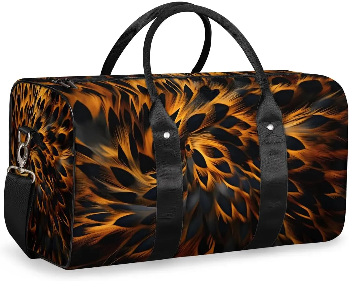 Leopard Tie dye Travel Duffel Bag for Women Men Waterproof Foldable Overnight Weekender Bag Large Capacity Sports Gym Bag