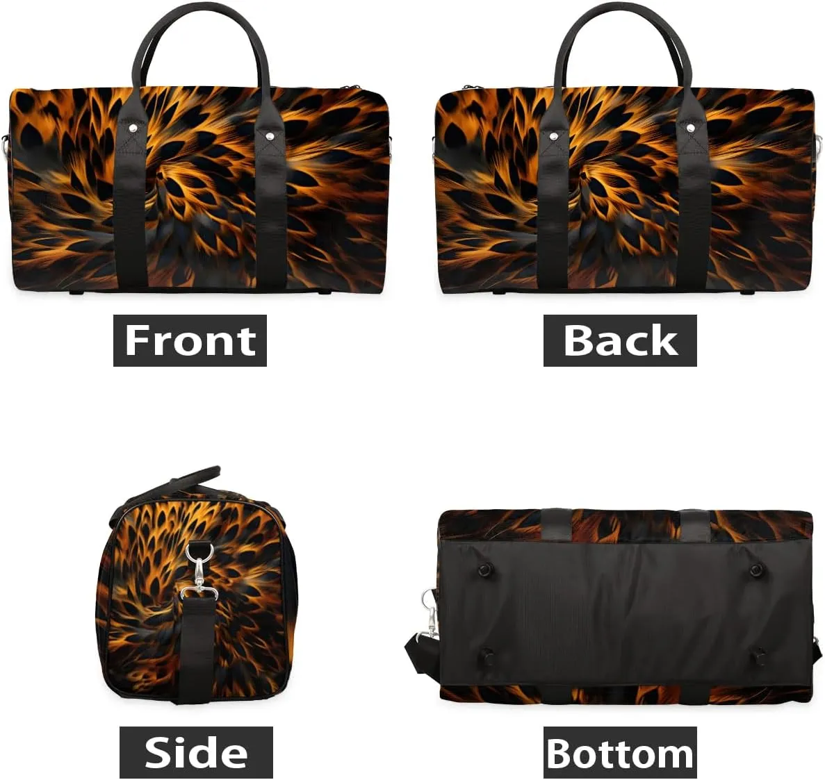 Leopard Tie dye Travel Duffel Bag for Women Men Waterproof Foldable Overnight Weekender Bag Large Capacity Sports Gym Bag