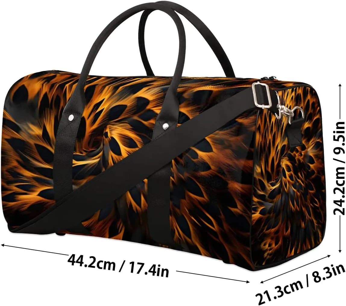 Leopard Tie dye Travel Duffel Bag for Women Men Waterproof Foldable Overnight Weekender Bag Large Capacity Sports Gym Bag