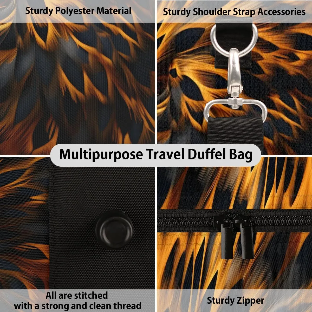 Leopard Tie dye Travel Duffel Bag for Women Men Waterproof Foldable Overnight Weekender Bag Large Capacity Sports Gym Bag