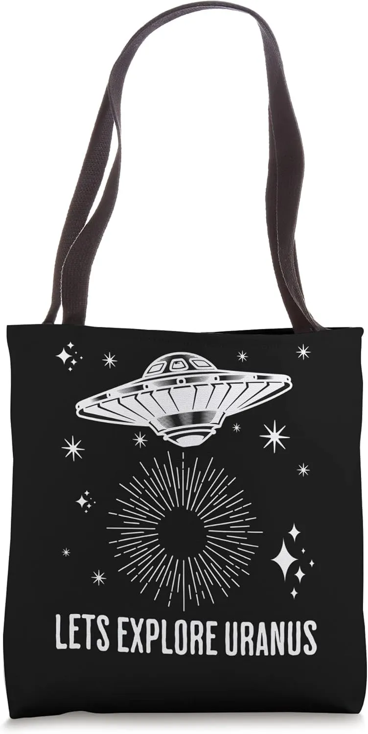 Let's Explore Uranus Unique Humorous Astrological Design Tote Bag