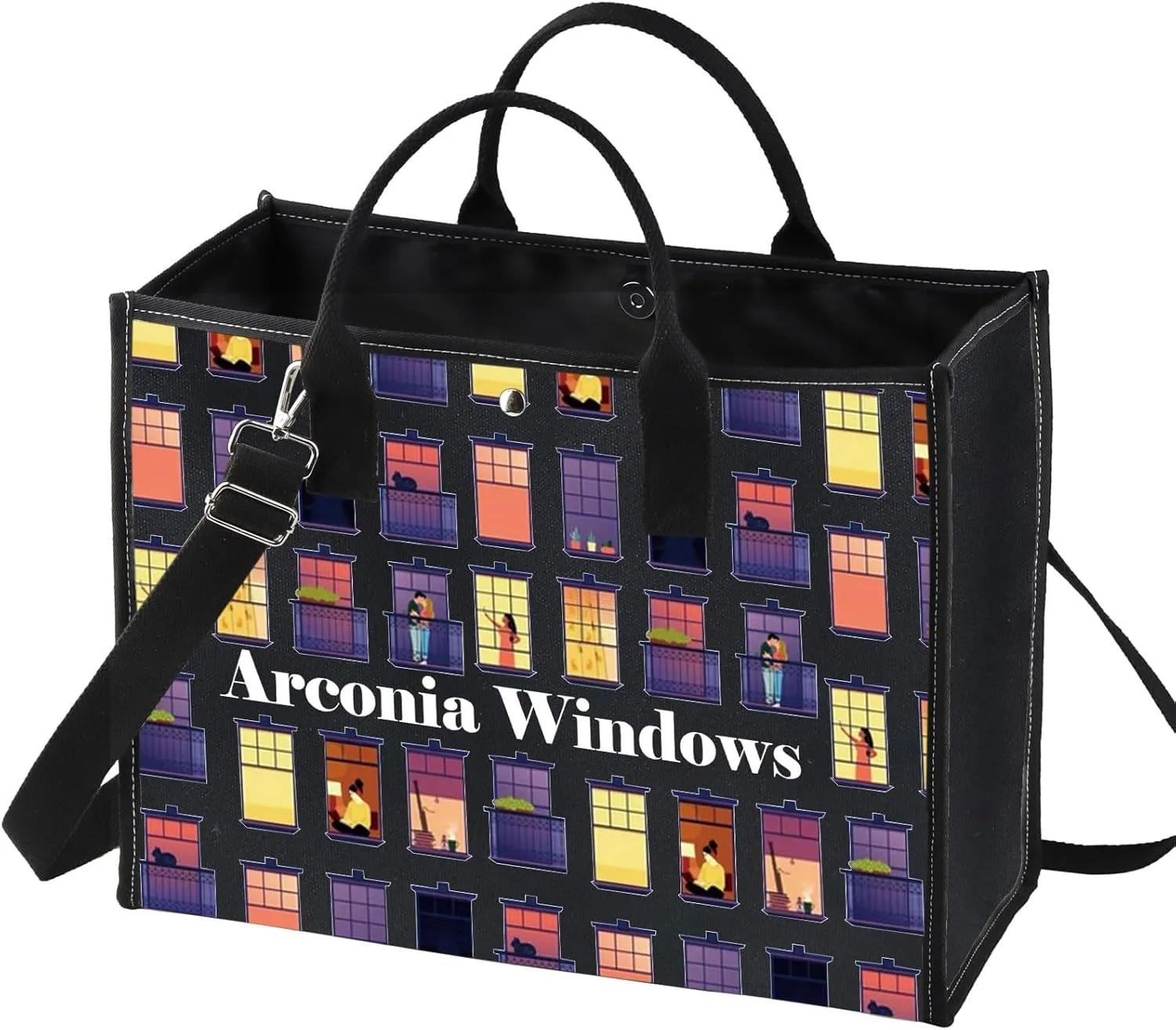 LEVLO Arconia Windows Tote Bag Only Murders Inspired Gift Kono & Mabel & Oliver & Charles Shoulder Bag For TV Show Fans