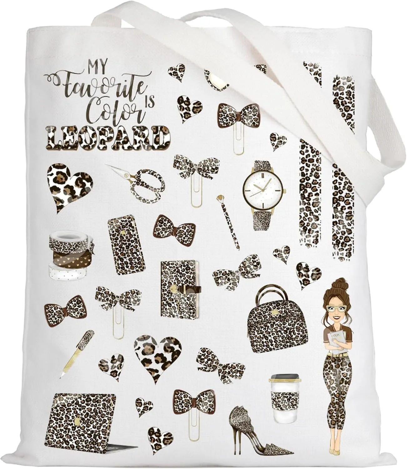 LEVLO Funny Leopard Tote Bag Leopard Lover Souvenir Gift My Favorite Color Is Leopard Shoulder Bag Cheetah Print Merch