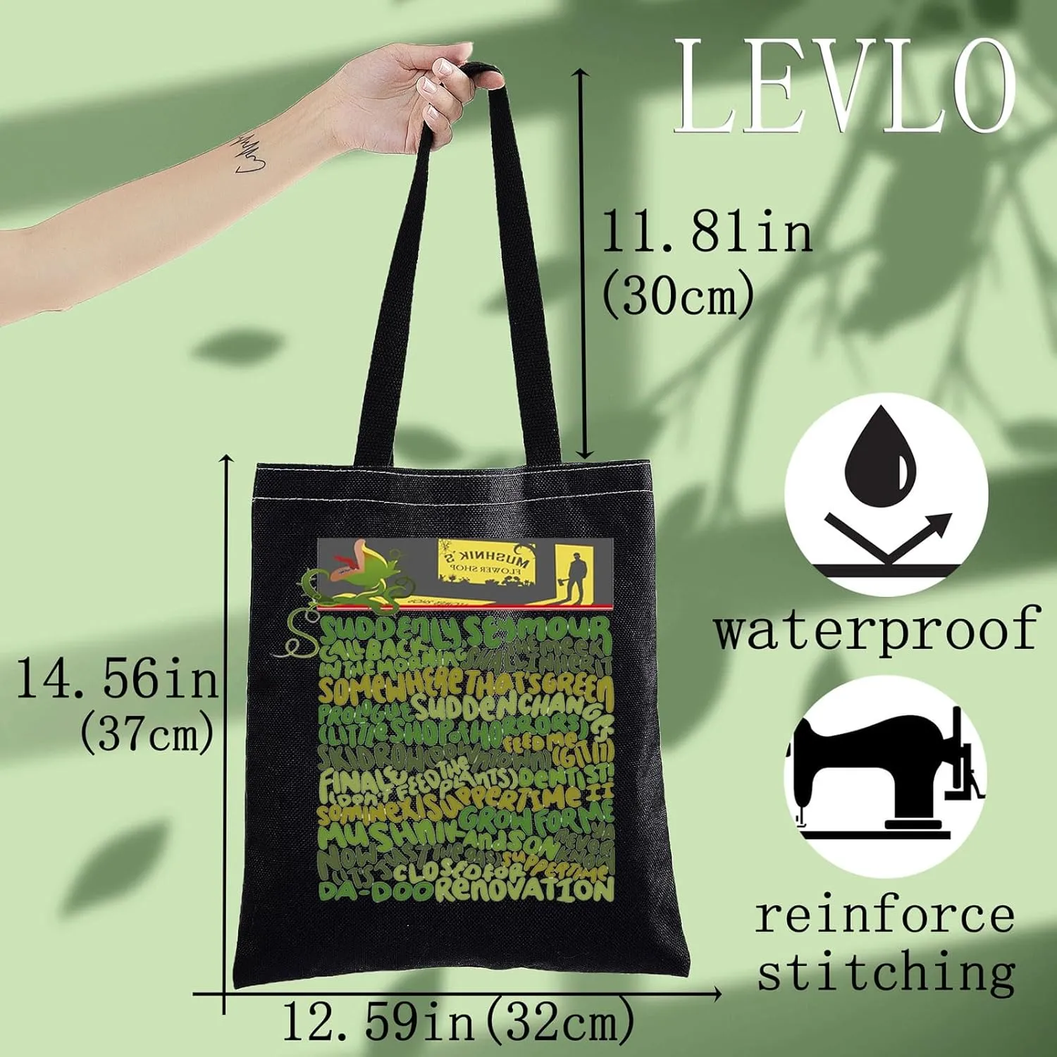 LEVLO Musical Canvas Tote Bag Seymour & Audrey Fans Gift Audrey Plant Shopping Bag