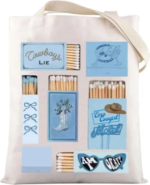 LEVLO Singer Matchbook Print Tote Bag Coastal Cowgirl Fans Gift Singer Tour Shoulder Bag Singer Concert Merchandise
