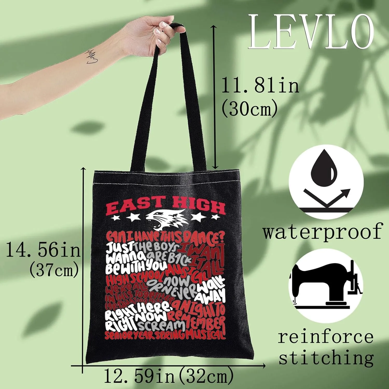 LEVLO Troy Bolton Musical Gift East High Wildcats Canvas Tote Bag East High Musical Inspired Gift For Musical Fans