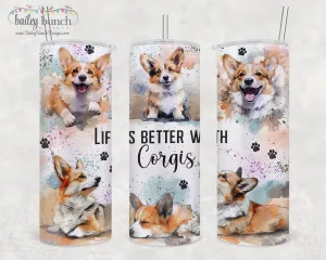 LIFE IS BETTER WITH CORGIS Shimmer Glitter Tumbler TUMBCORGILIFE0520
