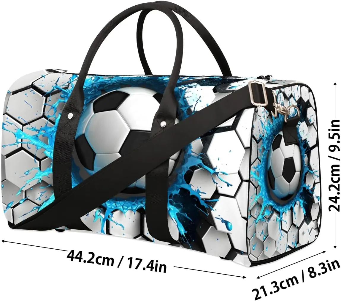 Light Wall Football Travel Duffel Bag for Women Men Soccer Waterproof Foldable Overnight Weekender Bag Large Capacity Sports Gym Bag