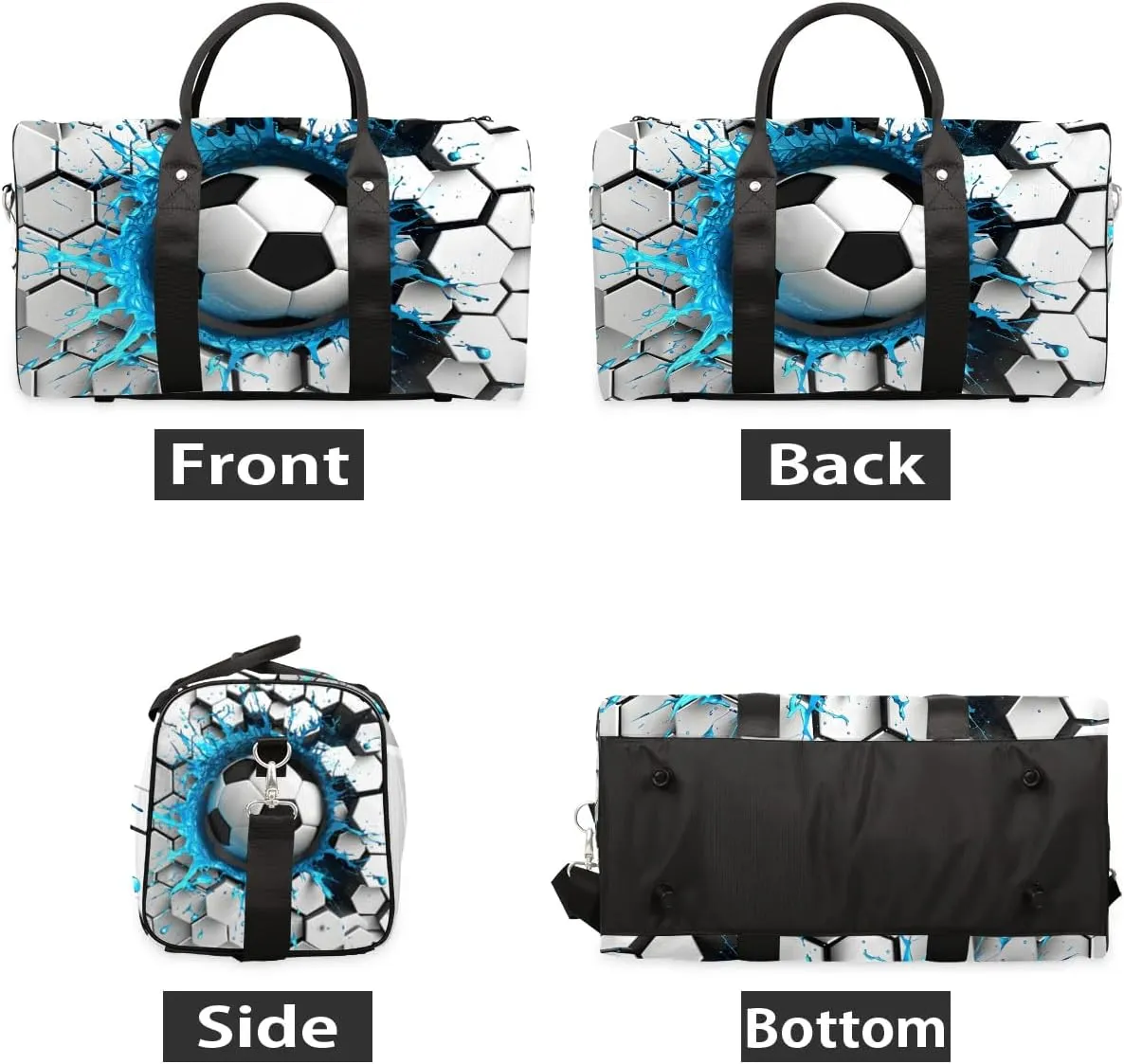 Light Wall Football Travel Duffel Bag for Women Men Soccer Waterproof Foldable Overnight Weekender Bag Large Capacity Sports Gym Bag