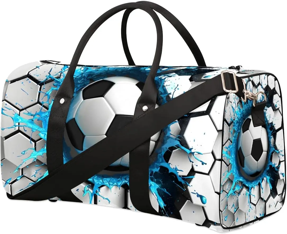 Light Wall Football Travel Duffel Bag for Women Men Soccer Waterproof Foldable Overnight Weekender Bag Large Capacity Sports Gym Bag