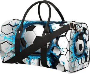 Light Wall Football Travel Duffel Bag for Women Men Soccer Waterproof Foldable Overnight Weekender Bag Large Capacity Sports Gym Bag