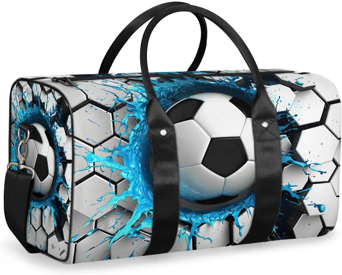Light Wall Football Travel Duffel Bag for Women Men Soccer Waterproof Foldable Overnight Weekender Bag Large Capacity Sports Gym Bag