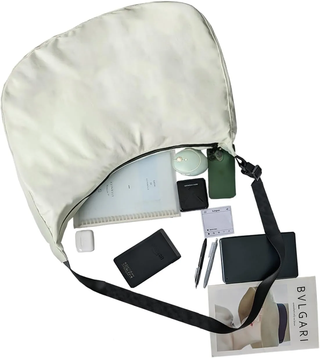 Lightweight Nylon Crescent Crossbody Bag for Women Adjustable Strap Water-Resistant Everyday Purse