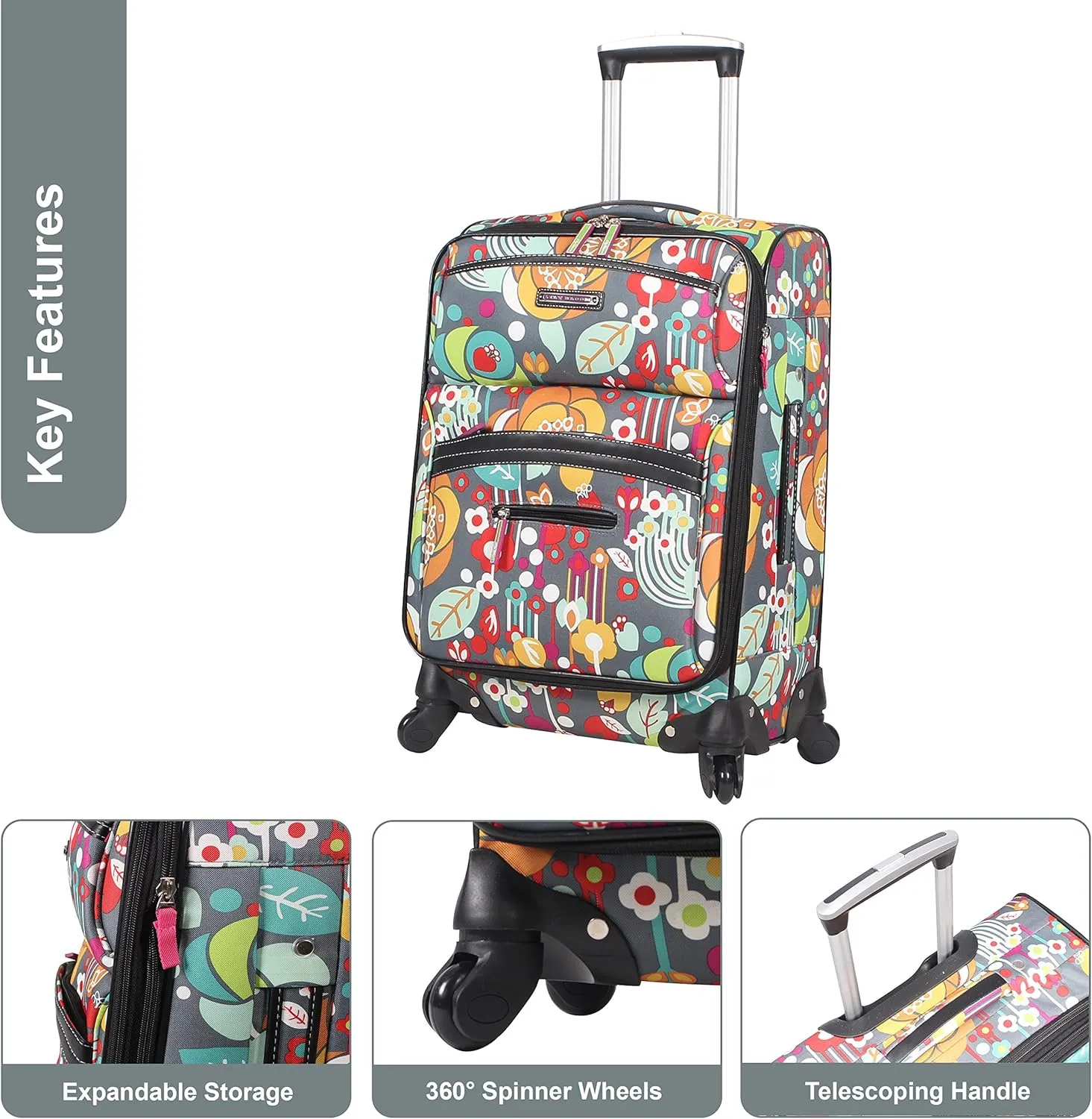 Lily Bloom Luggage Set 4 Piece Suitcase Collection with Spinner Wheels for Woman (Bliss)