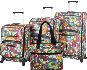 Lily Bloom Luggage Set 4 Piece Suitcase Collection with Spinner Wheels for Woman (Bliss)