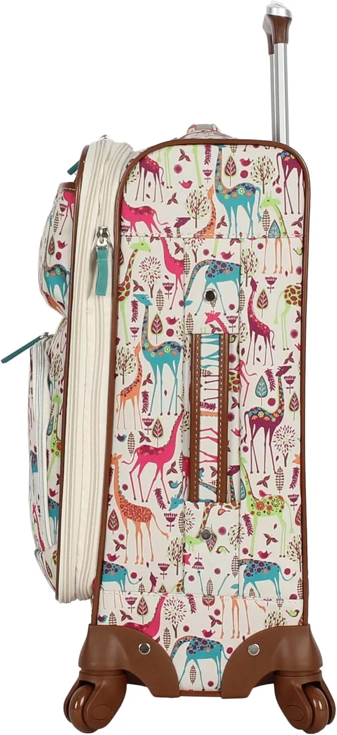 Lily Bloom Luggage Set 4 Piece Suitcase Collection With Spinner Wheels For Woman (Giraffe Park)