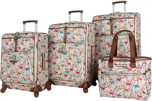 Lily Bloom Luggage Set 4 Piece Suitcase Collection With Spinner Wheels For Woman (Giraffe Park)
