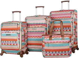 Lily Bloom Luggage Set 4 Piece Suitcase Collection With Spinner Wheels For Woman (On The Prowl)