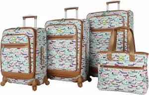 Lily Bloom Luggage Set 4 Piece Suitcase Collection With Spinner Wheels For Woman (Totally Paw Some)