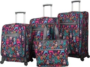 Lily Bloom Luggage Set 4 Piece Suitcase Collection with Spinner Wheels for Woman (Wildwoods)