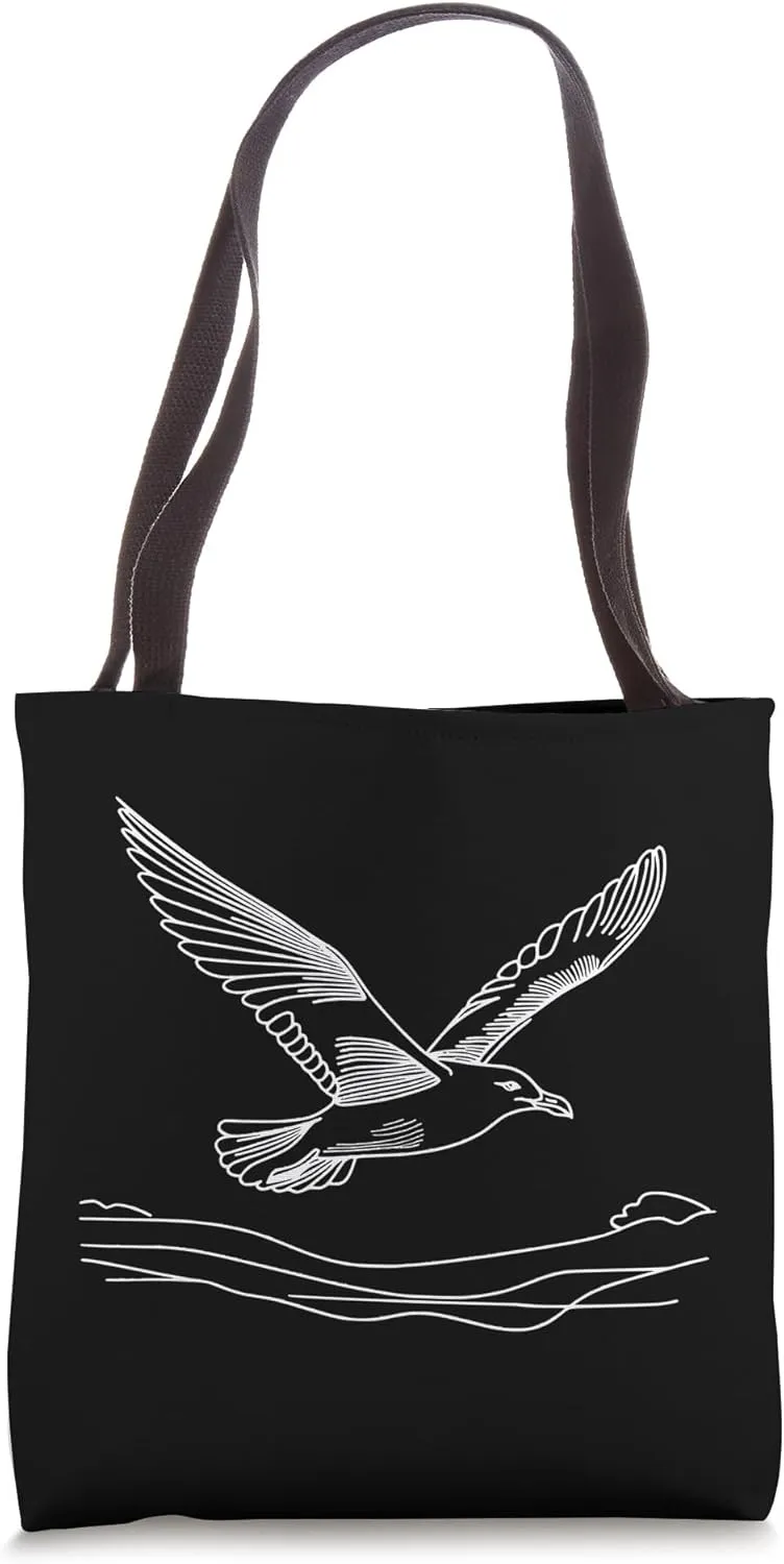 Line Art Bird & Ornithologist Herring Gull Tote Bag