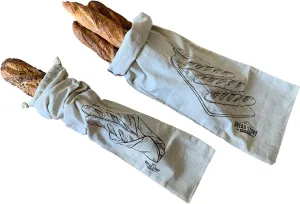Linen Bread Baguette Bags - 2-Pack 20 x 70 cm Ideal for Homemade Baguette Bread, Unbleached, Reusable Food Storage, Housewarming, Wedding Gift, Storage for Artisan Bread - Bakery & Baguette