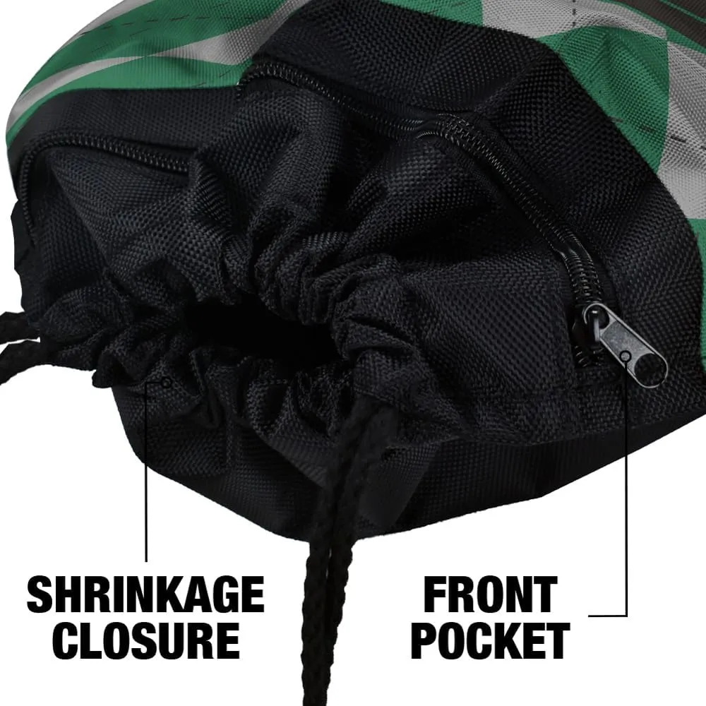 LOGOVISION Harry Potter Slytherin Plaid Sigil Drawstring Backpack Sports Bag Sackpack 17" x 13", Perfect for Gym, Yoga or Practice