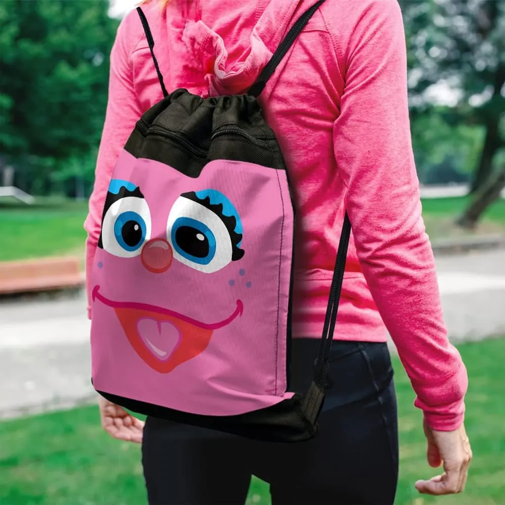 LOGOVISION Sesame Street Abby Cadabby Face Drawstring Backpack Sports Bag Sackpack 17" x 13", Perfect for Gym, Yoga or Practice