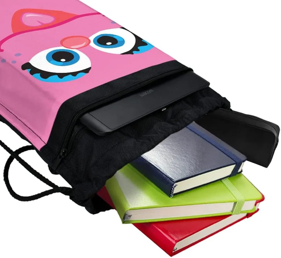 LOGOVISION Sesame Street Abby Cadabby Face Drawstring Backpack Sports Bag Sackpack 17" x 13", Perfect for Gym, Yoga or Practice