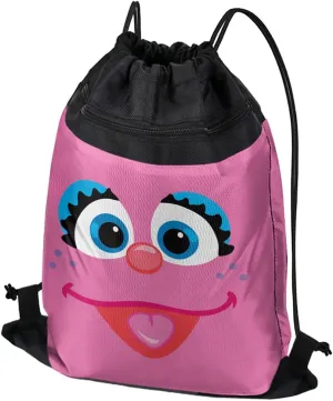 LOGOVISION Sesame Street Abby Cadabby Face Drawstring Backpack Sports Bag Sackpack 17" x 13", Perfect for Gym, Yoga or Practice